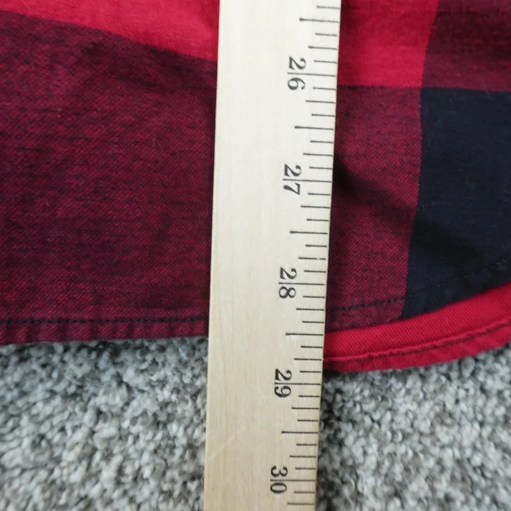 Banana Republic Shirt Mens M Red Black Buffalo Plaid Flannel Slim Fit Button Up